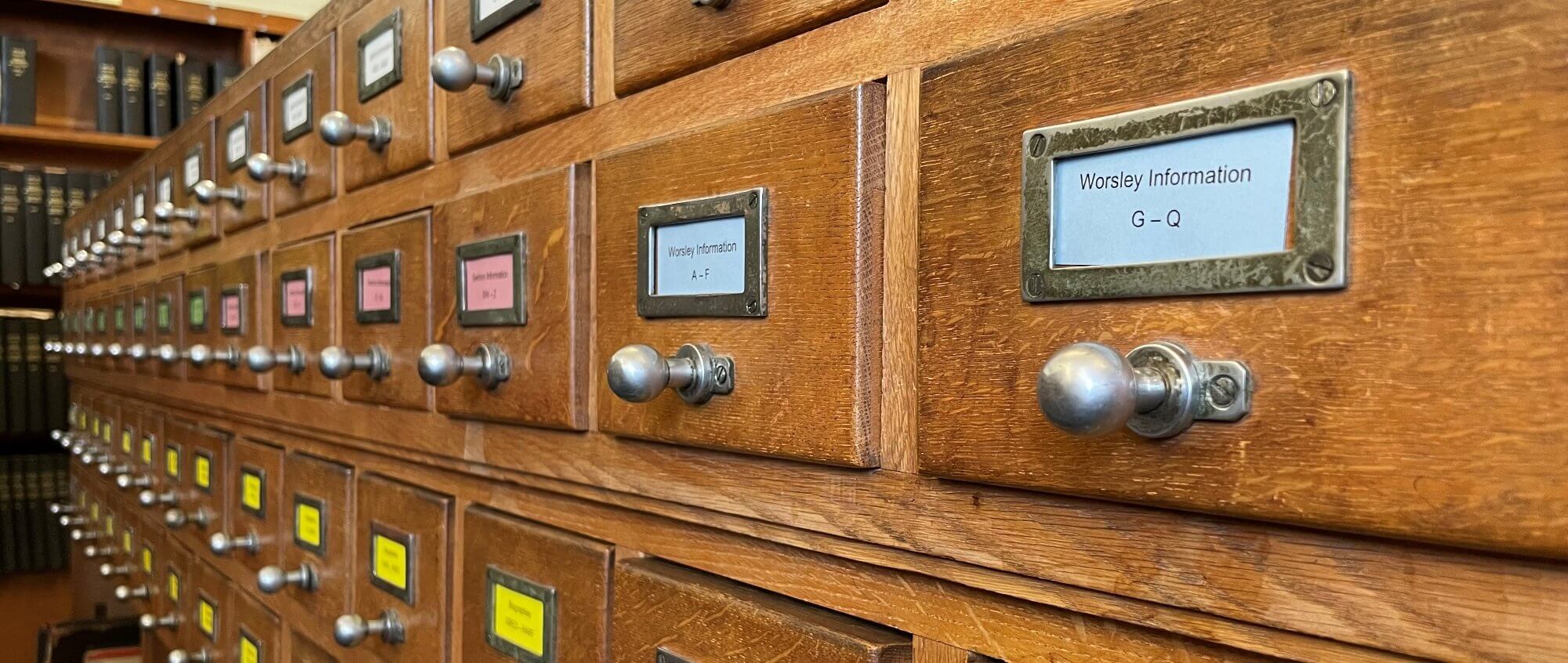 Index card drawers from the library