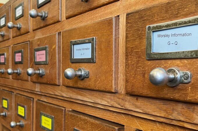 Index card drawers from the library