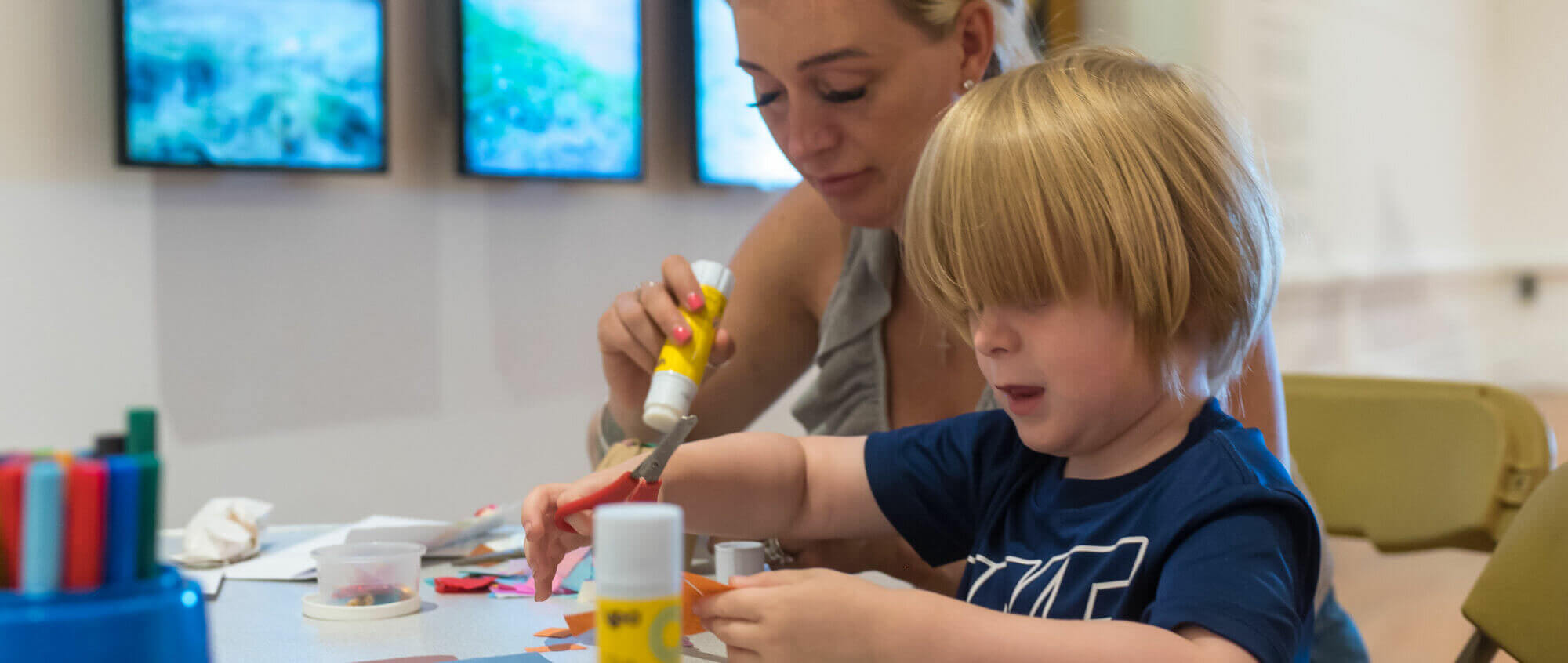 Child taking part in a craft activity