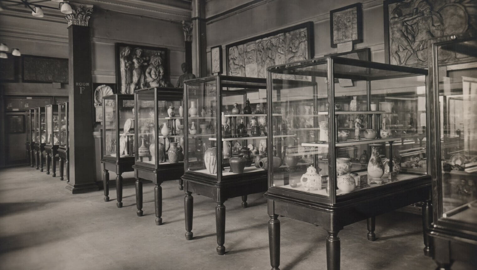 A room full of display cases.