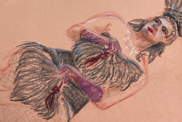 Drawing of burlesque woman