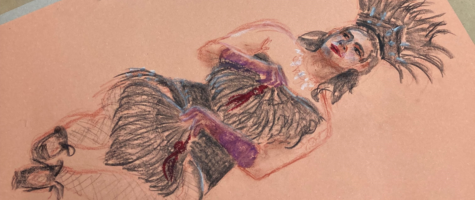 Drawing of burlesque woman