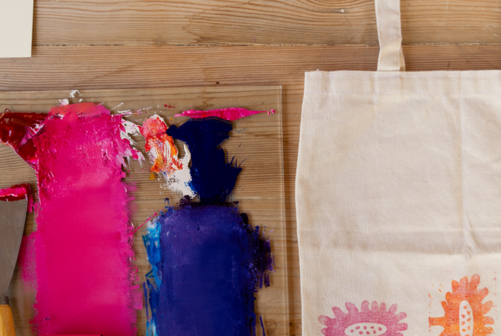 Tote bag and paint
