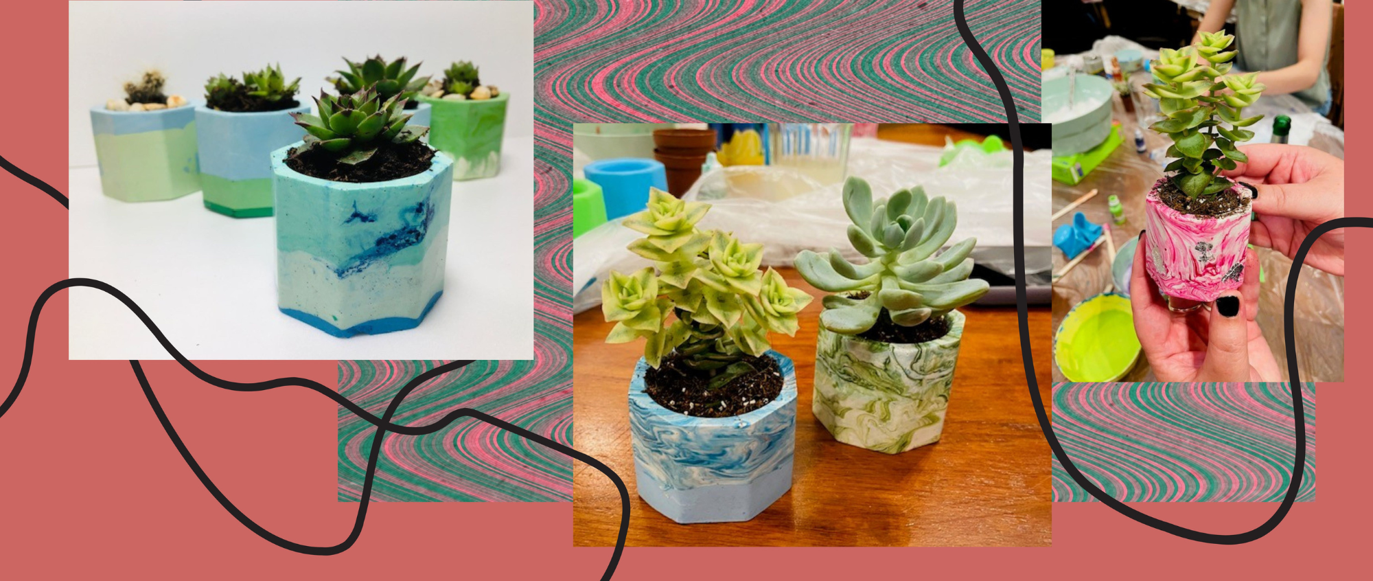 Jesmonite plant pots