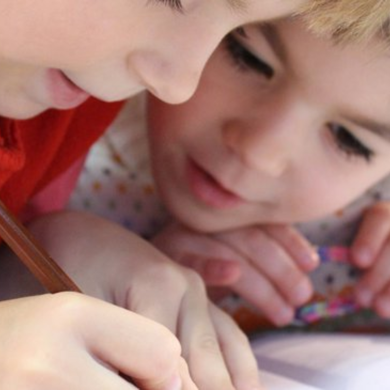 Children writing